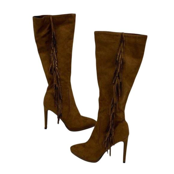 NEW Lady Couture Women's Brown Fringed Suede Knee Boots EURO 42/11 - Picture 1 of 6